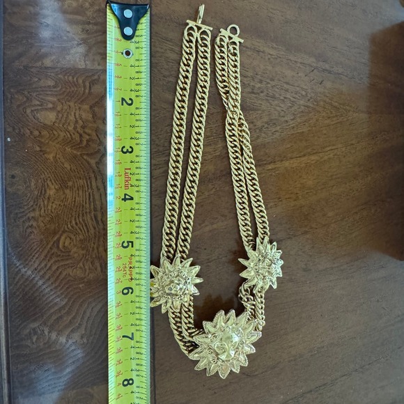 Chanel CC Vintage Leo Lion Sun Medallion Double Chain Necklace Gold Plated 1980s - Picture 7 of 9